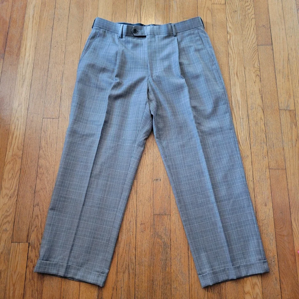 Paul Fredrick 39S Wool Suit Gray Glen‎ Plaid 2 Pc Suit Blazer Pants Preppy Twee